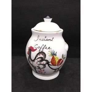 VTGCeramic Japan Instant Coffee Canister Rooster Chicken rustic Farmhouse decor